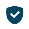 Icon: shield with tick, symbol for security