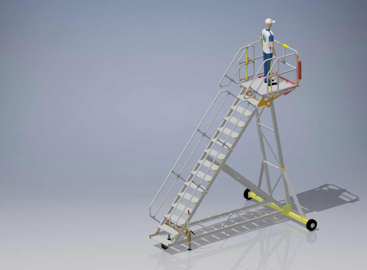 Engineers Maintenance Access Platform Hangar H3.75m x L1.0m x W1.0m - 15 Steps - No XC