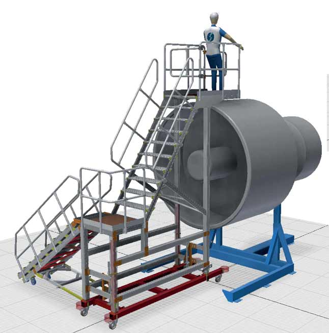 Engine Top Mount Access Platform Variable Height H4.25-4.5m x L1.5m x W0.9m