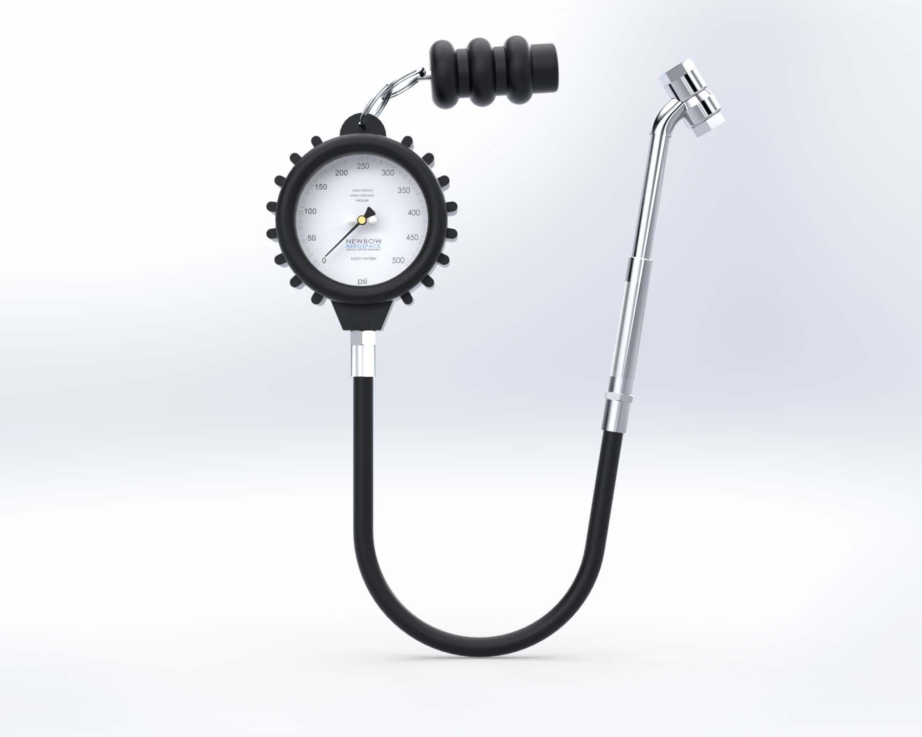 Tyre Pressure Gauge 0-500psi 8v - Push-Pull Adapter