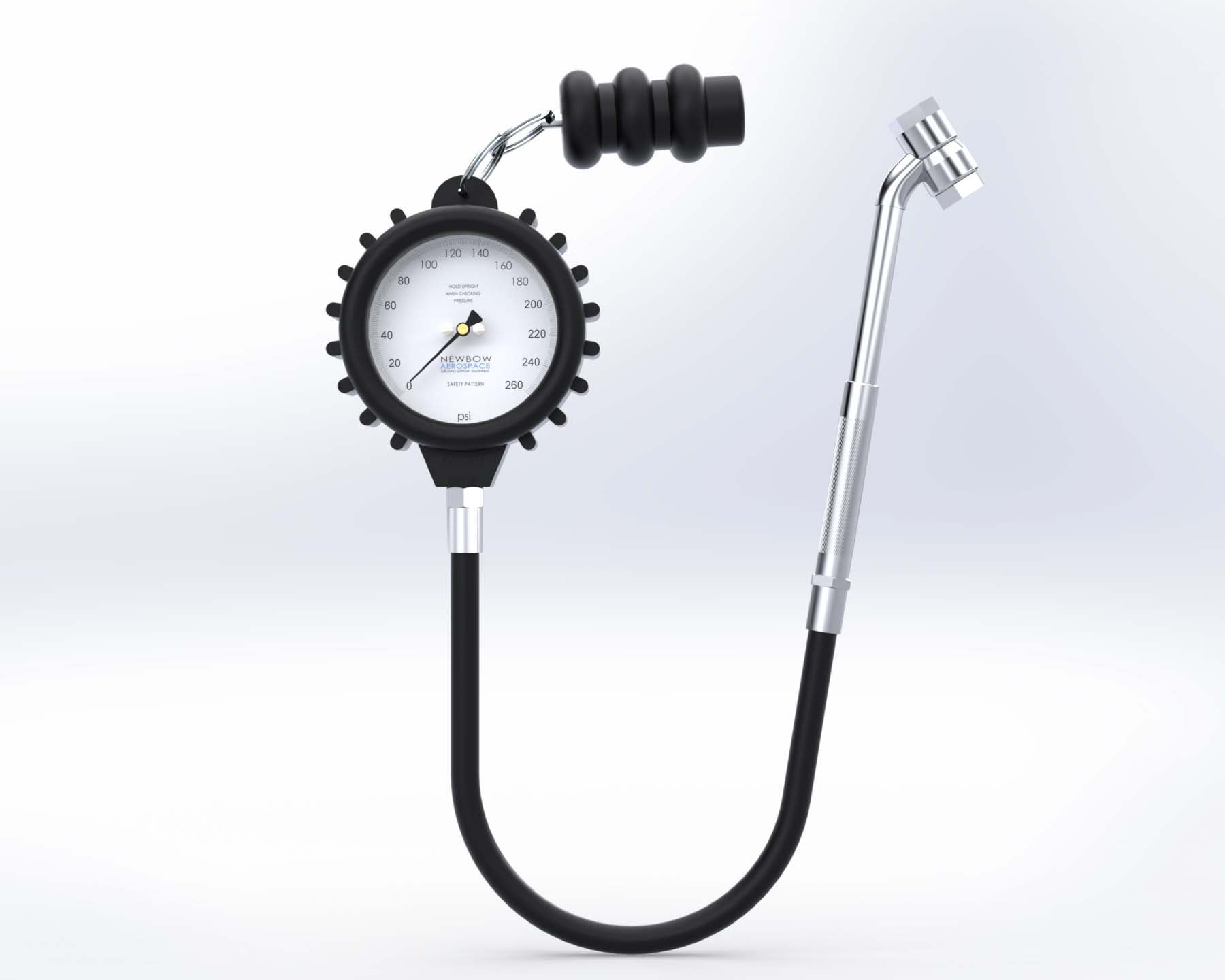 Tyre Pressure Gauge 0-200psi 8v - Push-Pull Adapter