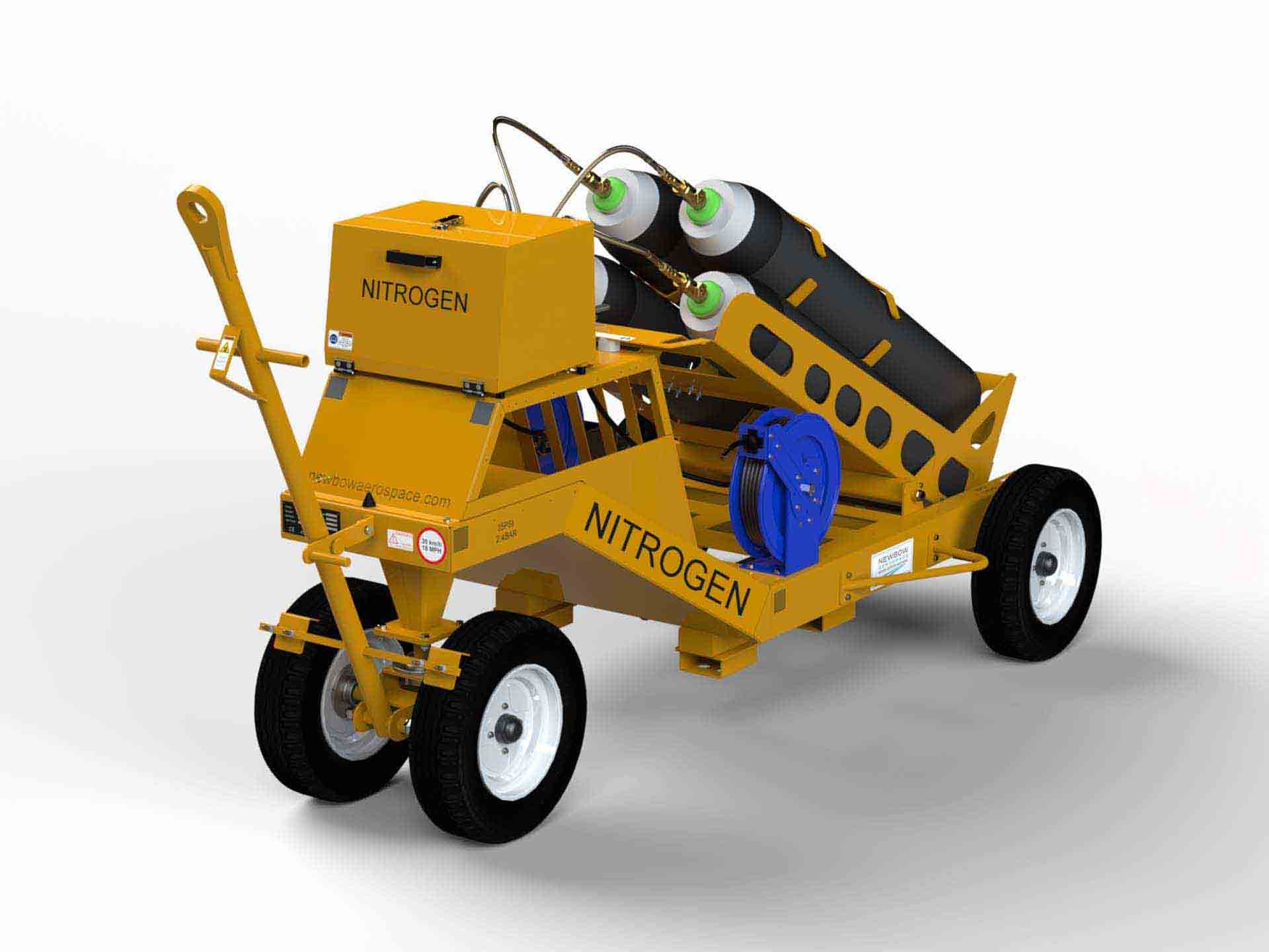 Nitrogen Cart - 4 Bottle Easy Load - HP+ LP - inc. Retractable Hose Reels
