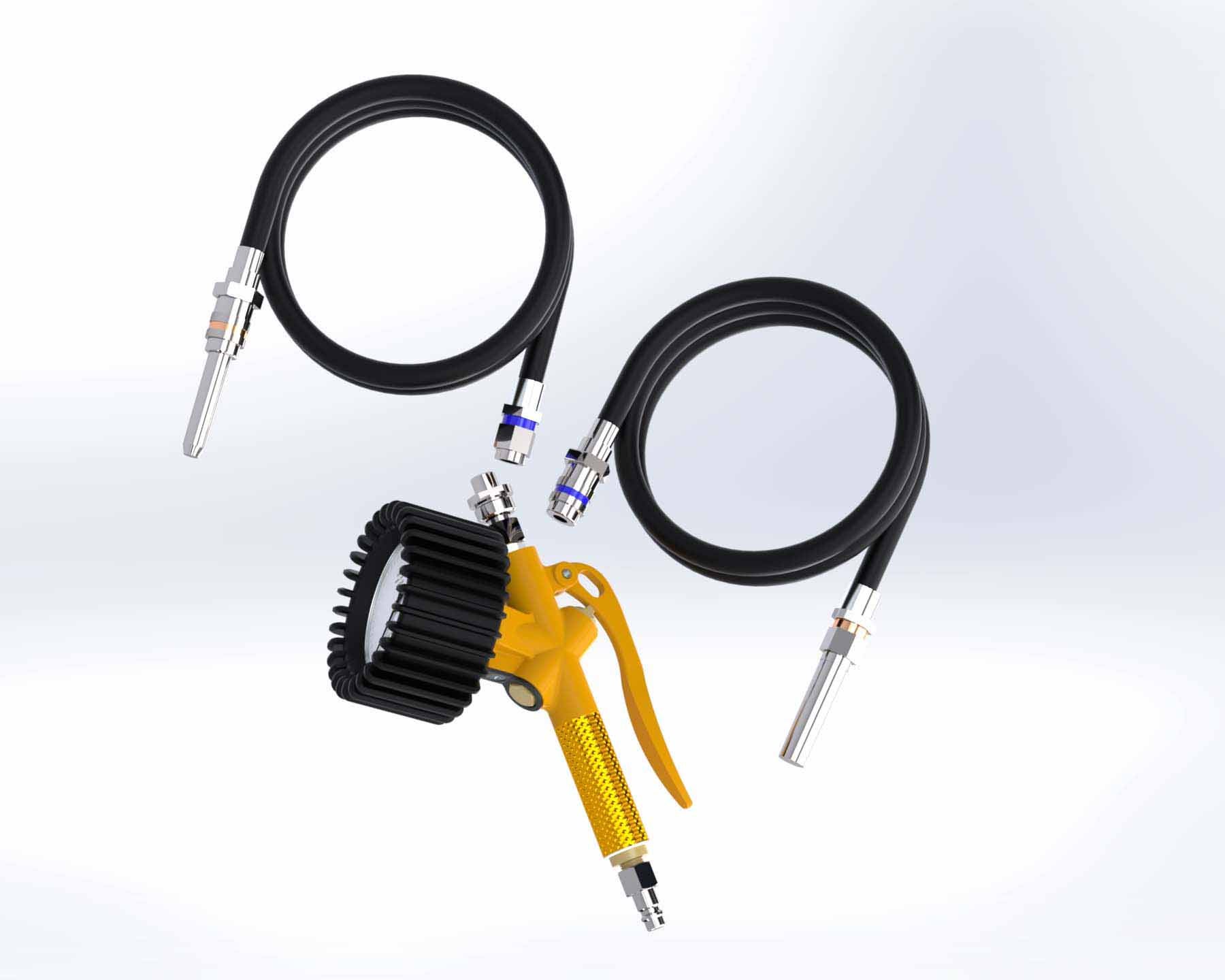 Tyre Inflator Tool - Gauge, 8v & 12v Hose (long reach adapter)