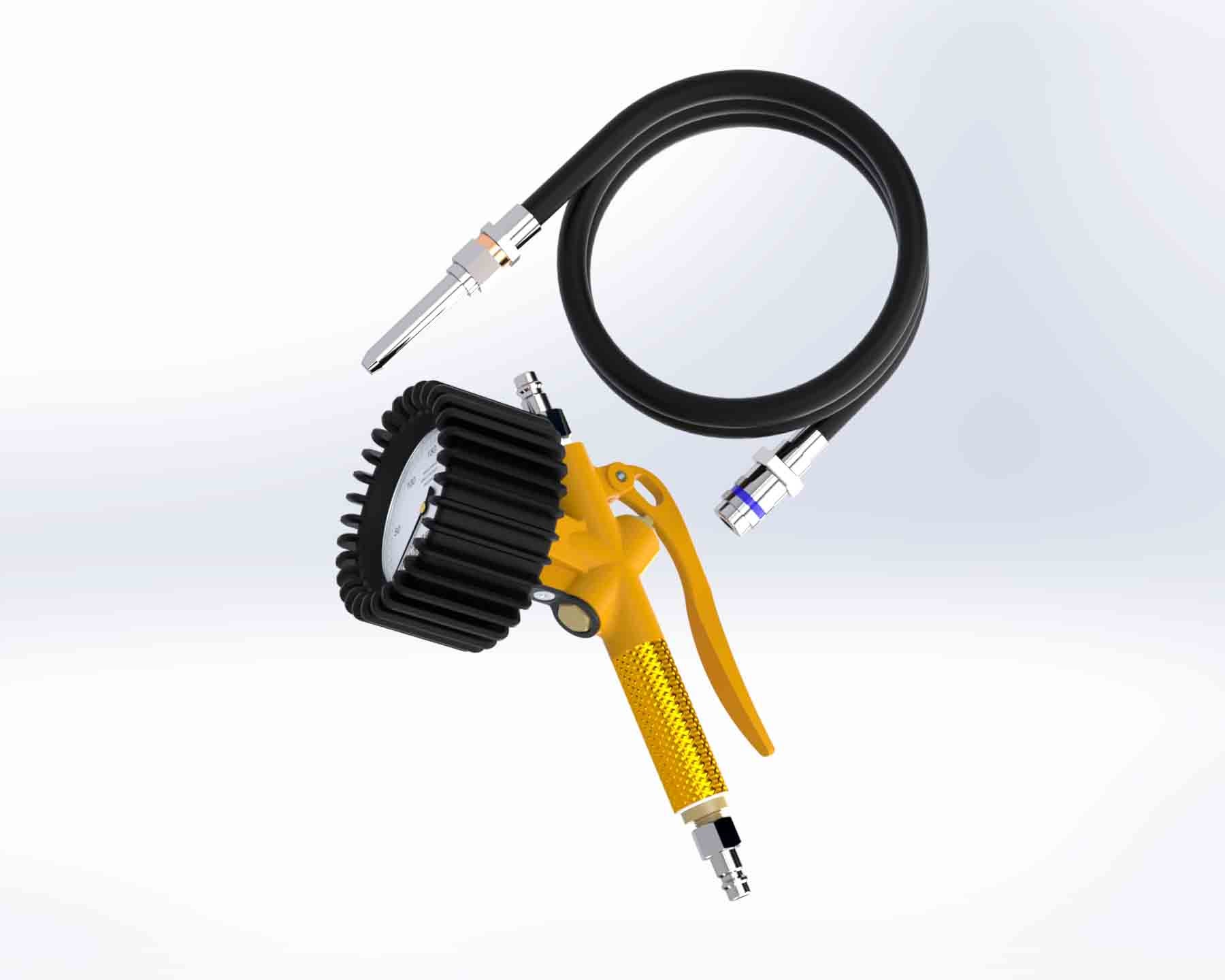 Tyre Inflator Tool - Gauge & 8v Hose (long reach adapter)