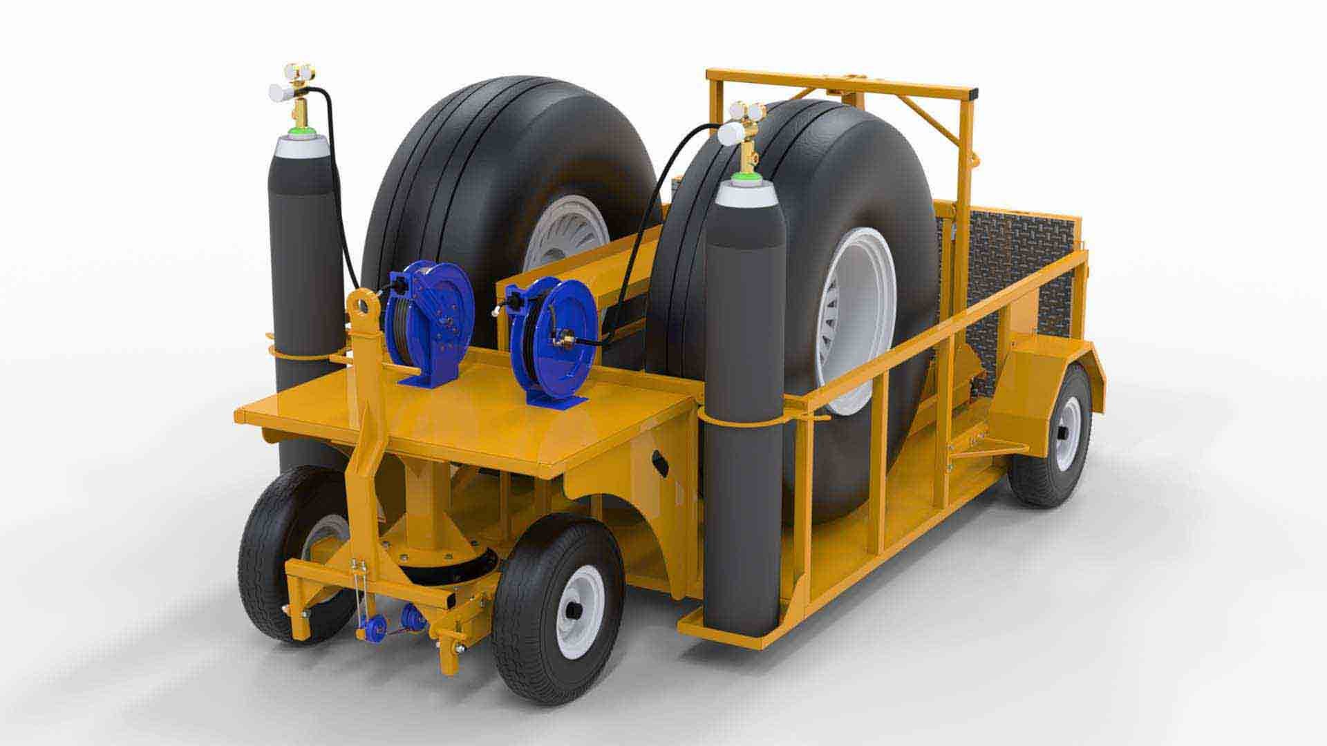 UNIVERSAL WHEEL & BRAKE CHANGE TRAILER (OPEN-TOP) WITH LP & HP BOTTLE REGULATORS