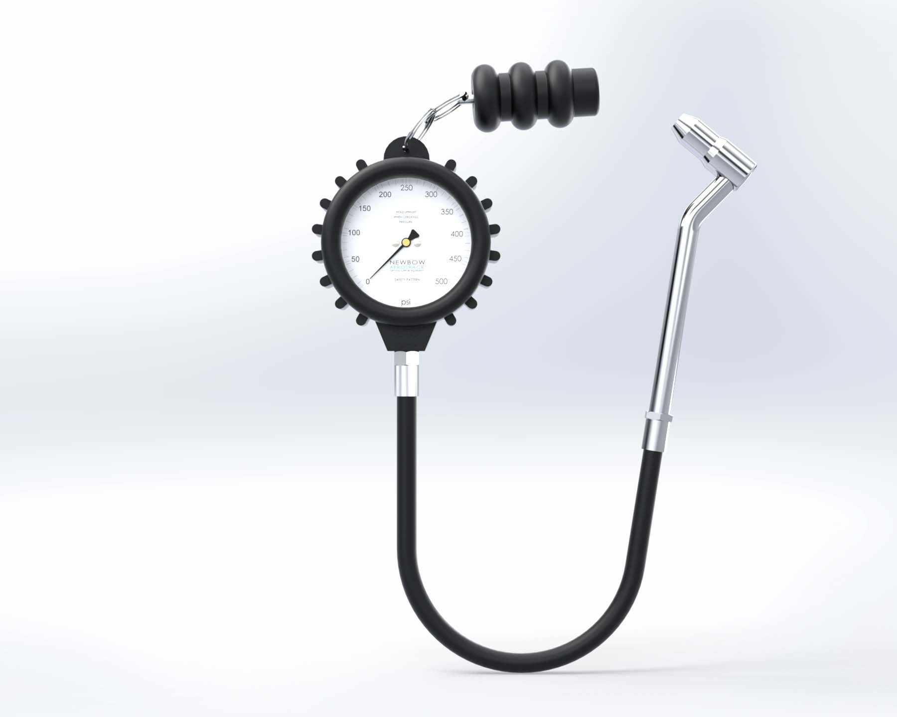 Tyre Pressure Gauge 0-500psi 8v - 45 Degree Angled Adapter