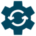 Icon: gear with arrows, symbol for automated design
