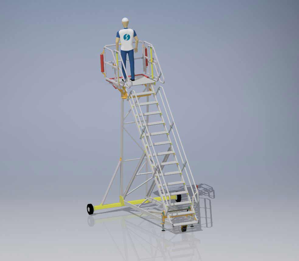 Engineers Maintenance Access Platform Hangar H3.75m x L1.0m x W1.0m - 15 Steps - No XC