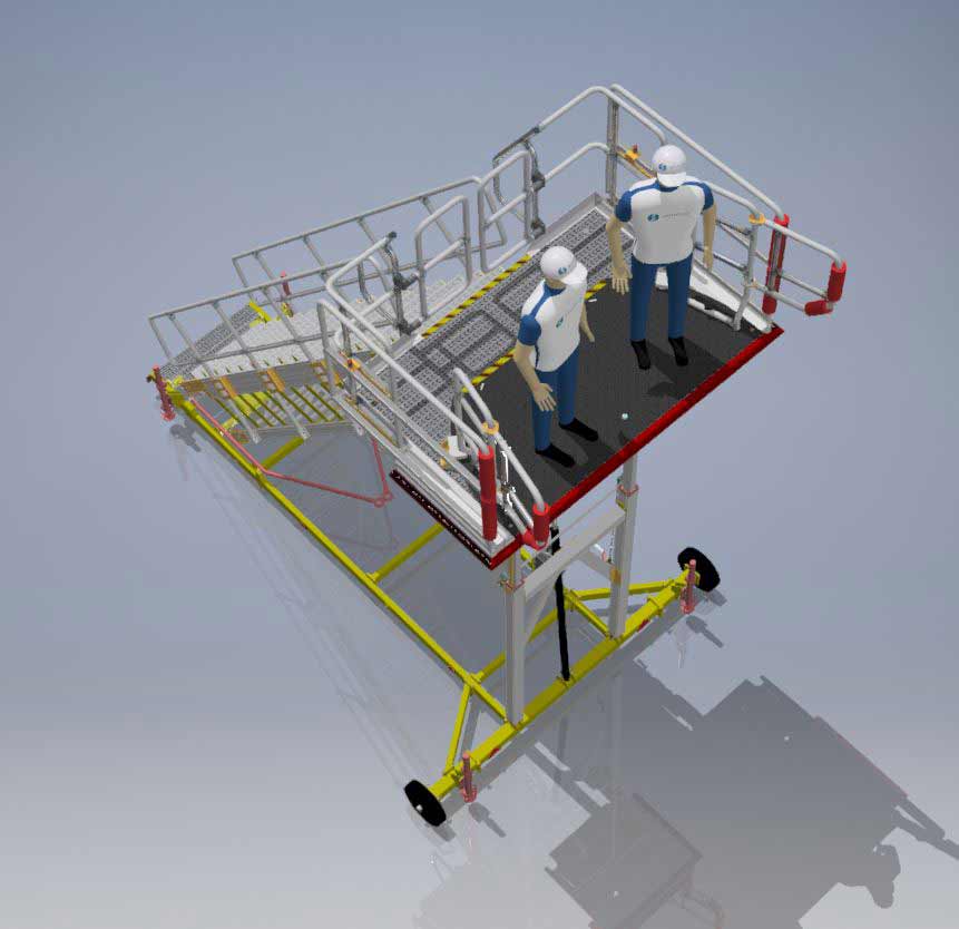 PAX & Windscreen Variable Height Access Platform Hangar H2.5-4.5m x W2.5m x L1.5m 