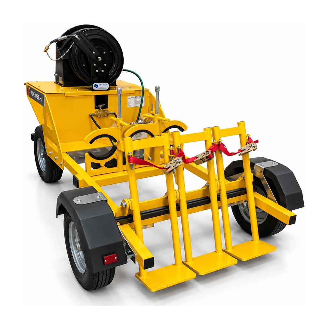 Oxygen Cart  - Demountable - 3 Cylinder - HP - inc. Retractable Hose Reels