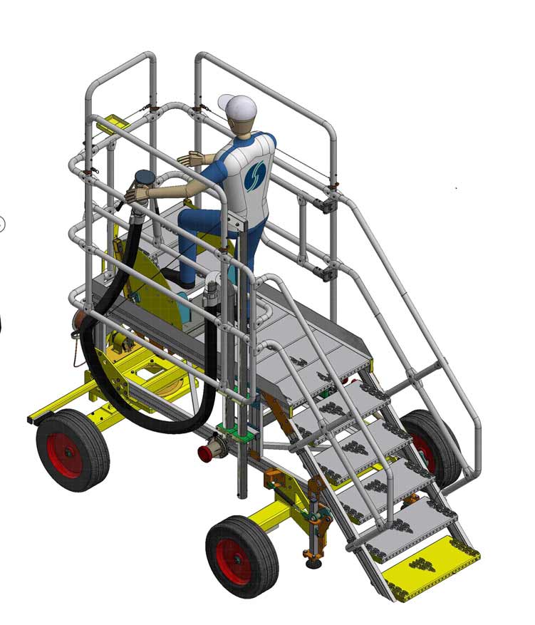 B737 Refuelling Platform Towable Fixed Height - H1.20m - c/w FlipUp (0.5m) - with refuelling IN pipe & tank coupling (LH+RH) - c/w hose & nozzle